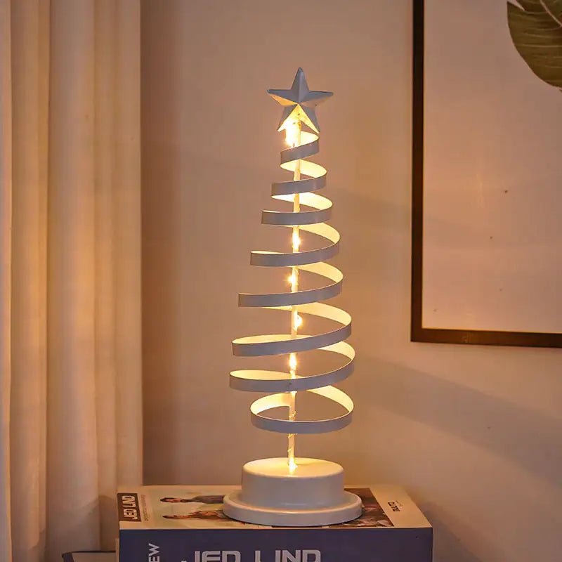 “LED Spiral Christmas Tree Lamp – Wrought Iron Desk Ornament for Festive Decor” - More To Love