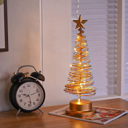 “LED Spiral Christmas Tree Lamp – Wrought Iron Desk Ornament for Festive Decor” - More To Love