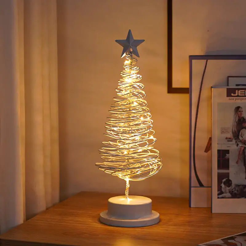 “LED Spiral Christmas Tree Lamp – Wrought Iron Desk Ornament for Festive Decor” - More To Love
