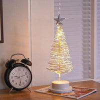 “LED Spiral Christmas Tree Lamp – Wrought Iron Desk Ornament for Festive Decor” - More To Love