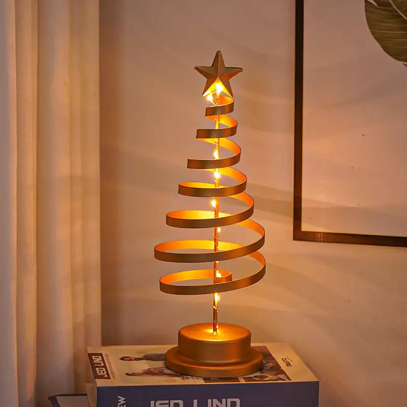 “LED Spiral Christmas Tree Lamp – Wrought Iron Desk Ornament for Festive Decor” - More To Love