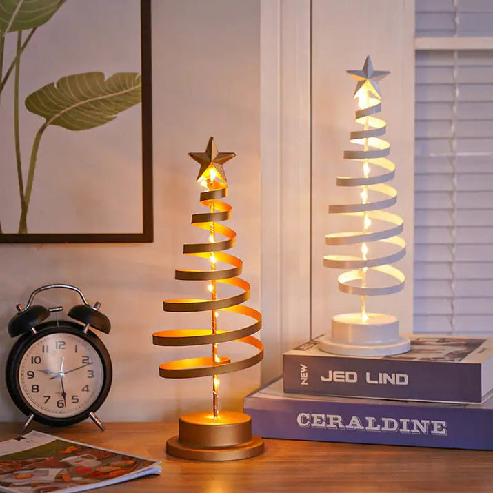 “LED Spiral Christmas Tree Lamp – Wrought Iron Desk Ornament for Festive Decor” - More To Love
