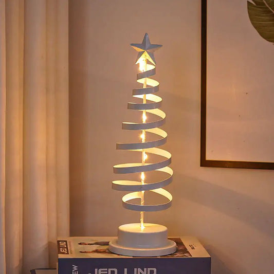 “LED Spiral Christmas Tree Lamp – Wrought Iron Desk Ornament for Festive Decor” - More To Love