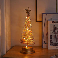 “LED Spiral Christmas Tree Lamp – Wrought Iron Desk Ornament for Festive Decor” - More To Love